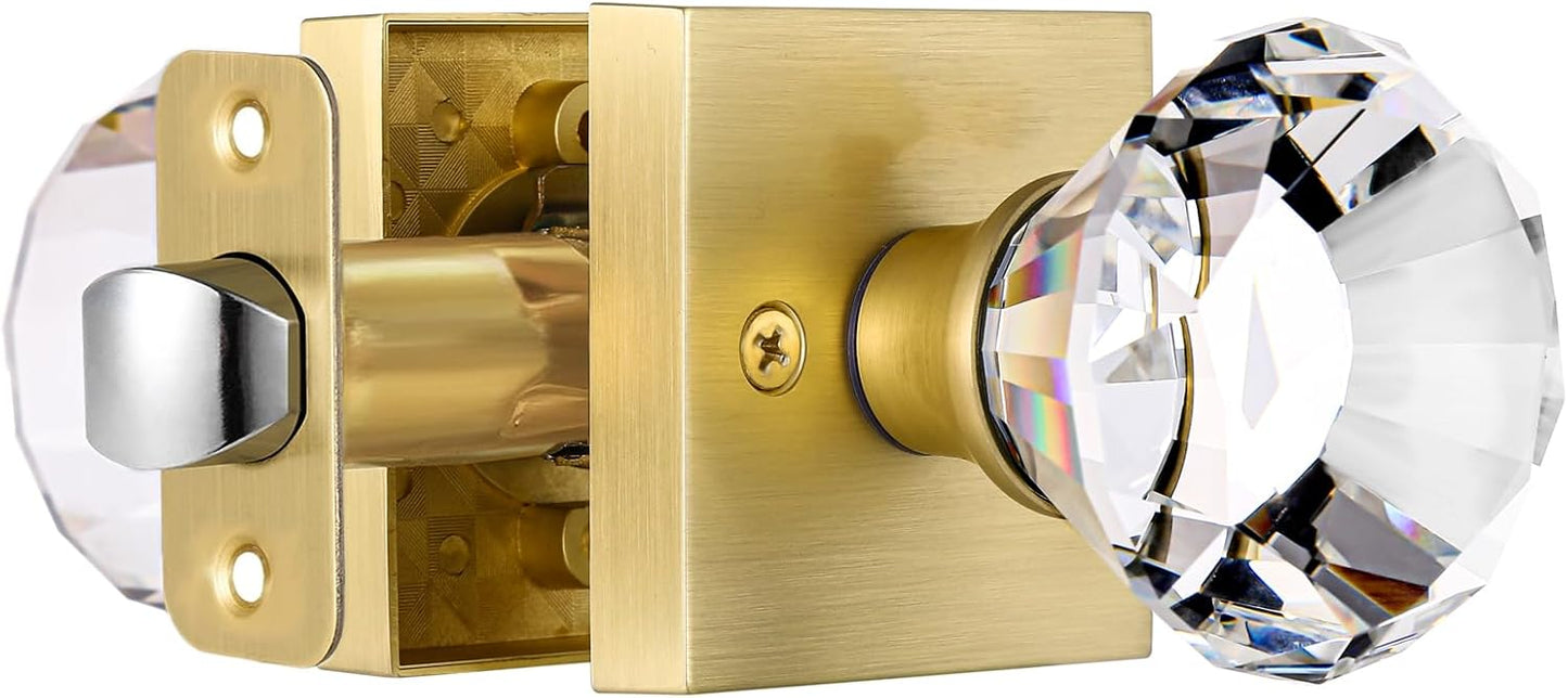 Glass Crystal Door Knobs with Gold Finish for Interior Use