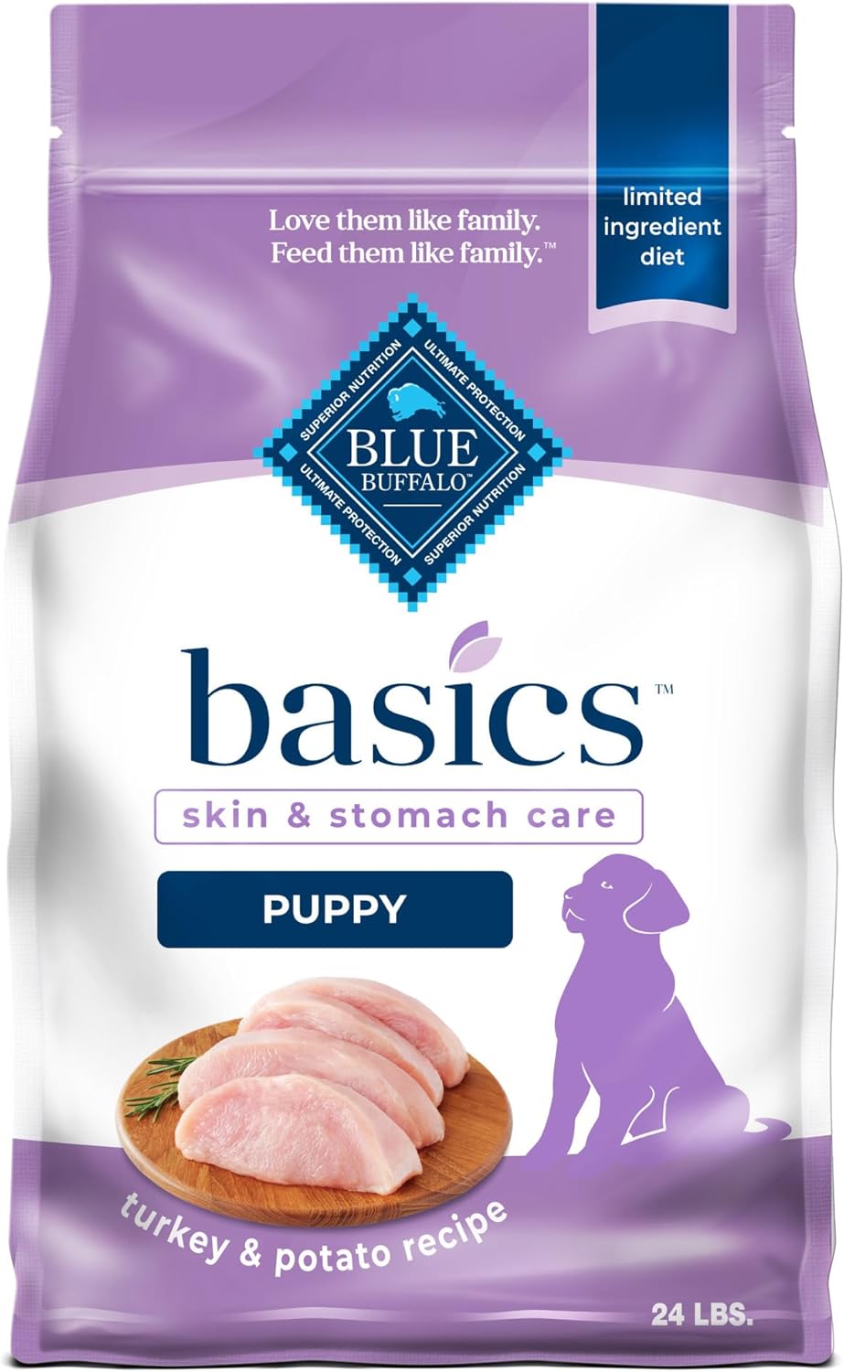 Blue Buffalo Basics Dry Dog Food for Puppies, Turkey Recipe