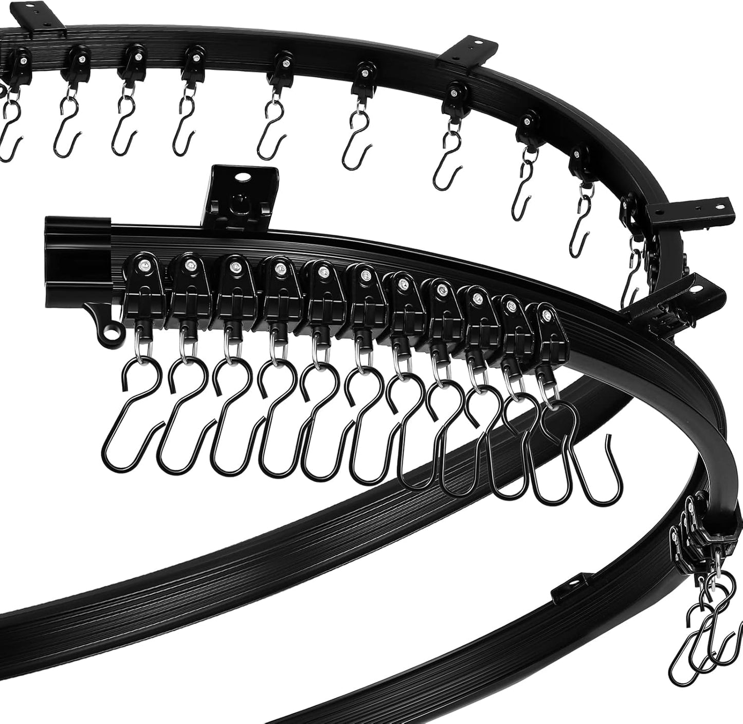 Flexible Curved Curtain Track - 6.5ft Bendable Mount - Black