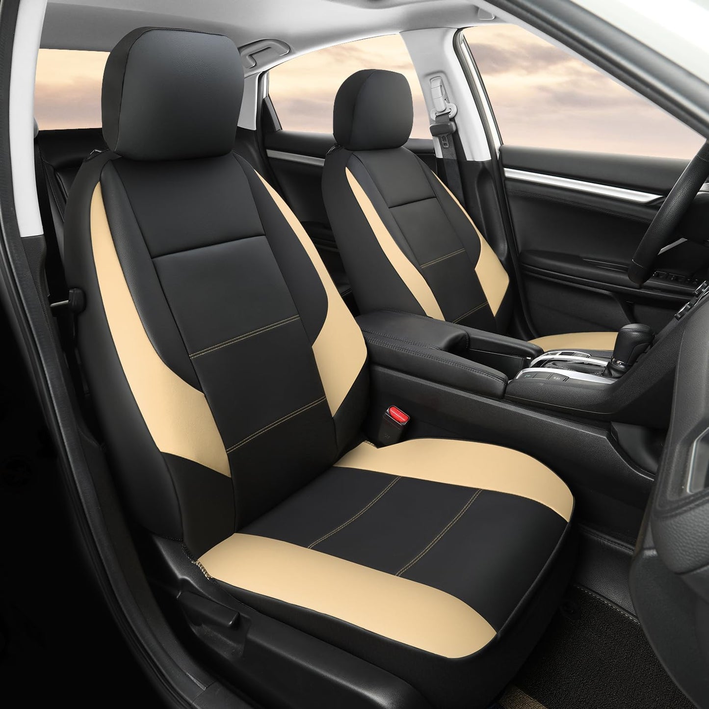GIANT PANDA Leather Front Seat Covers for Honda Vehicles 2-Pack