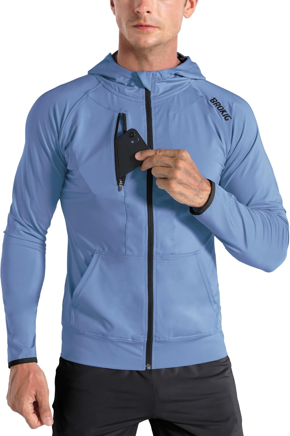BROKIG Mens WindBreak Lightweight Running Jackets for Gym