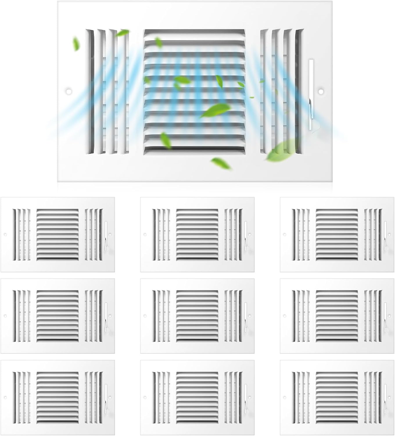 Zonon 3-Way 10x6'' Solid Steel Vent Cover - Boost Airflow!