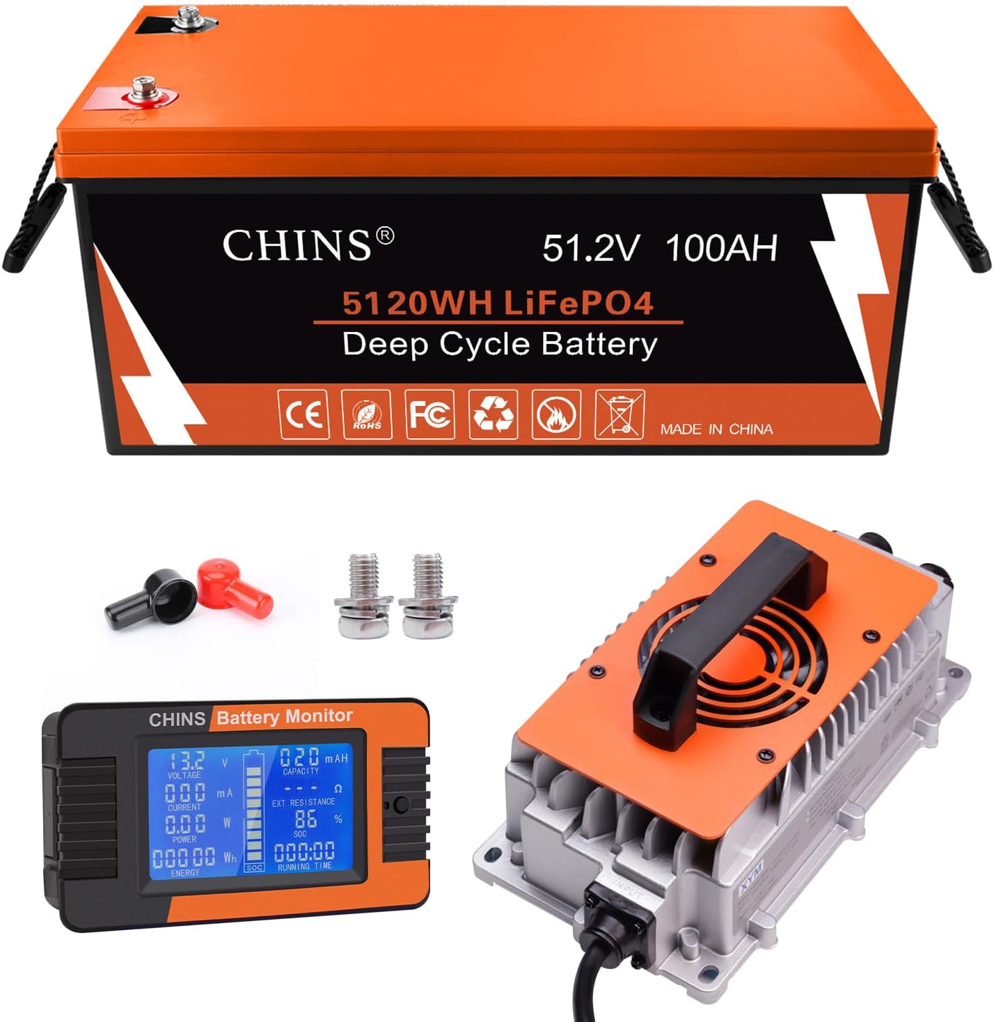 48V 100Ah Lithium Golf Cart Battery with Smart BMS and Charger