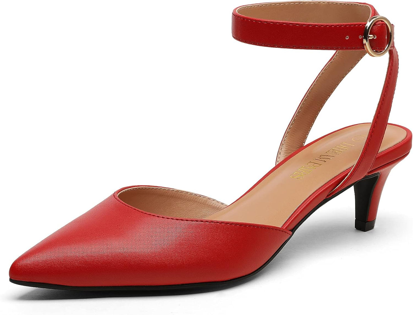 DREAM PAIRS Kitten Heels for Women Elegant Closed Toe Pumps