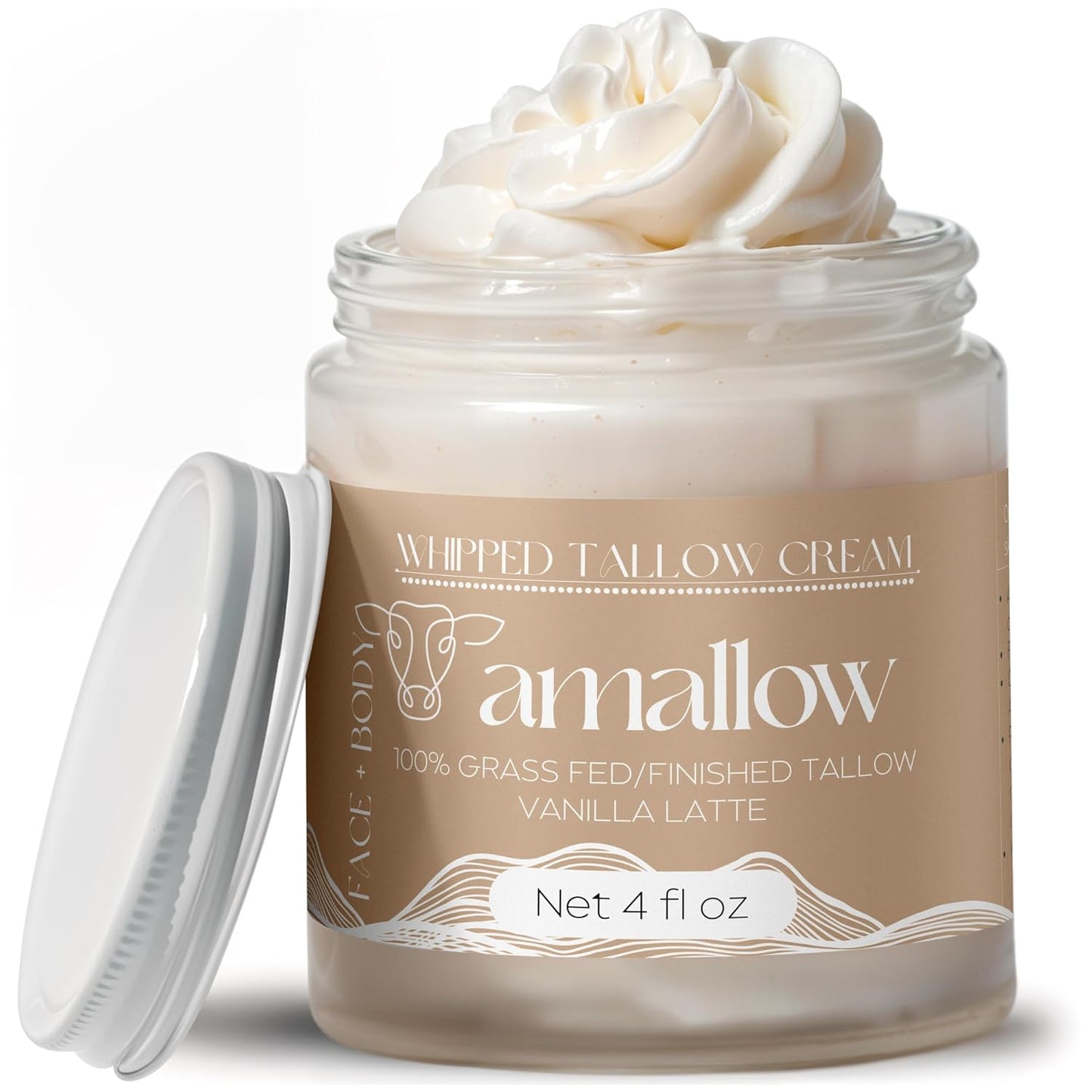 100% Grass Fed Beef Tallow for Skin Care - Whipped Moisturizer