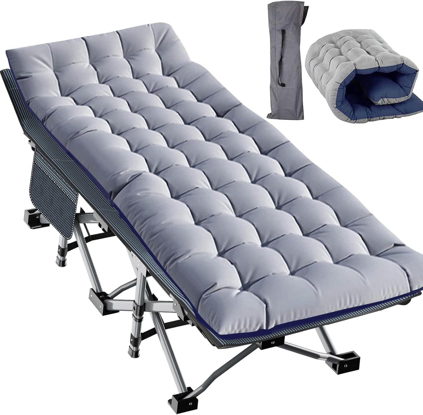 Slsy Oversized XXL Folding Camping Cot for Adults with Pad