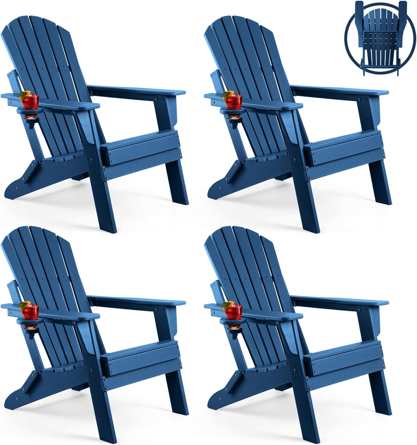 Folding Adirondack Chair Set of 4 for Outdoor Relaxation