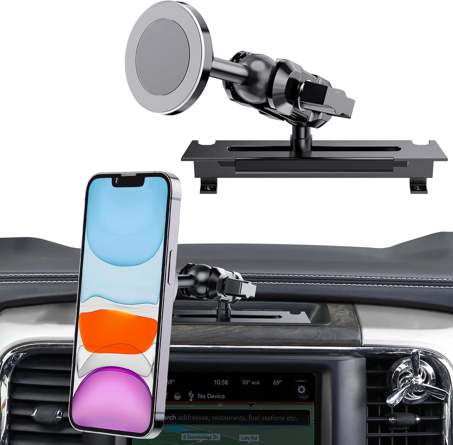 Metal Magnetic Phone Mount for RAM Trucks - SwiftGaze Accessory