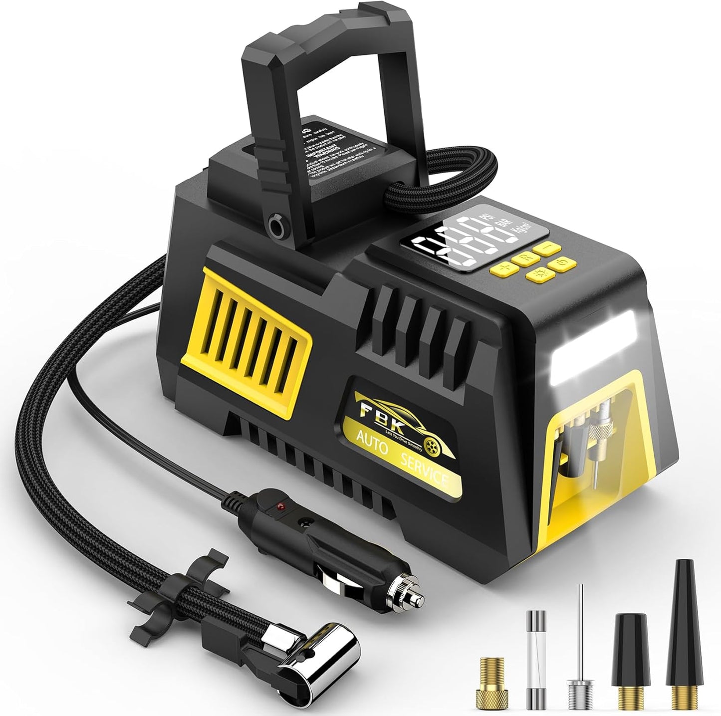 Compact Digital Tire Inflator w/ Auto Shut-Off & LED Light