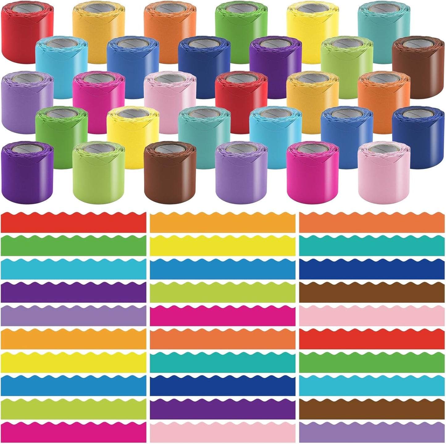 Colorful Bulletin Board Borders - Bright Scalloped Trim for Classrooms