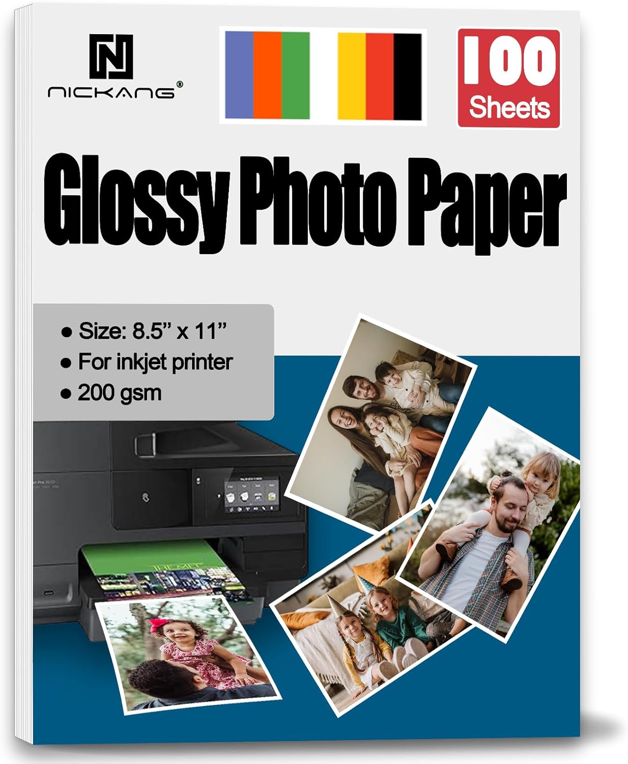 NICKANG Glossy Photo Paper 8.5x11 - 100 Sheets, 200 GSM
