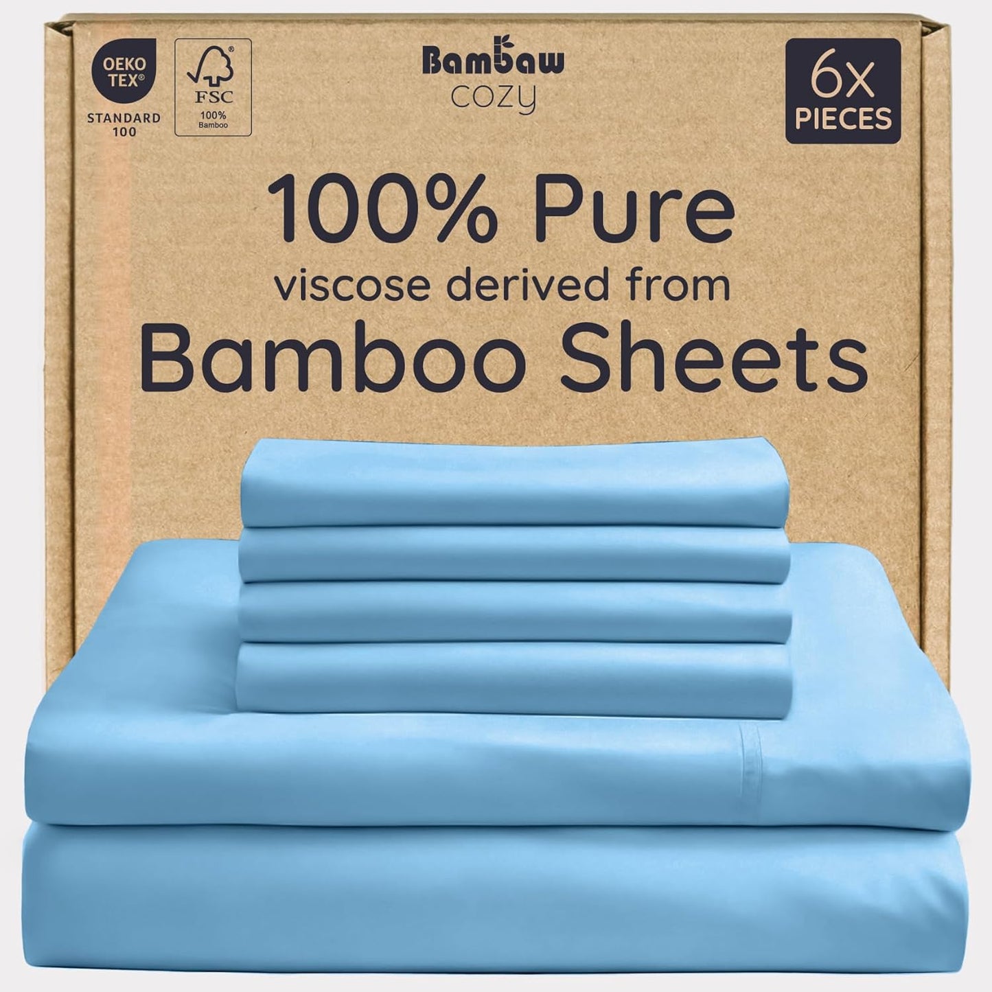 Cooling Sheets Queen Size Set of 100% Viscose Bamboo for Comfort