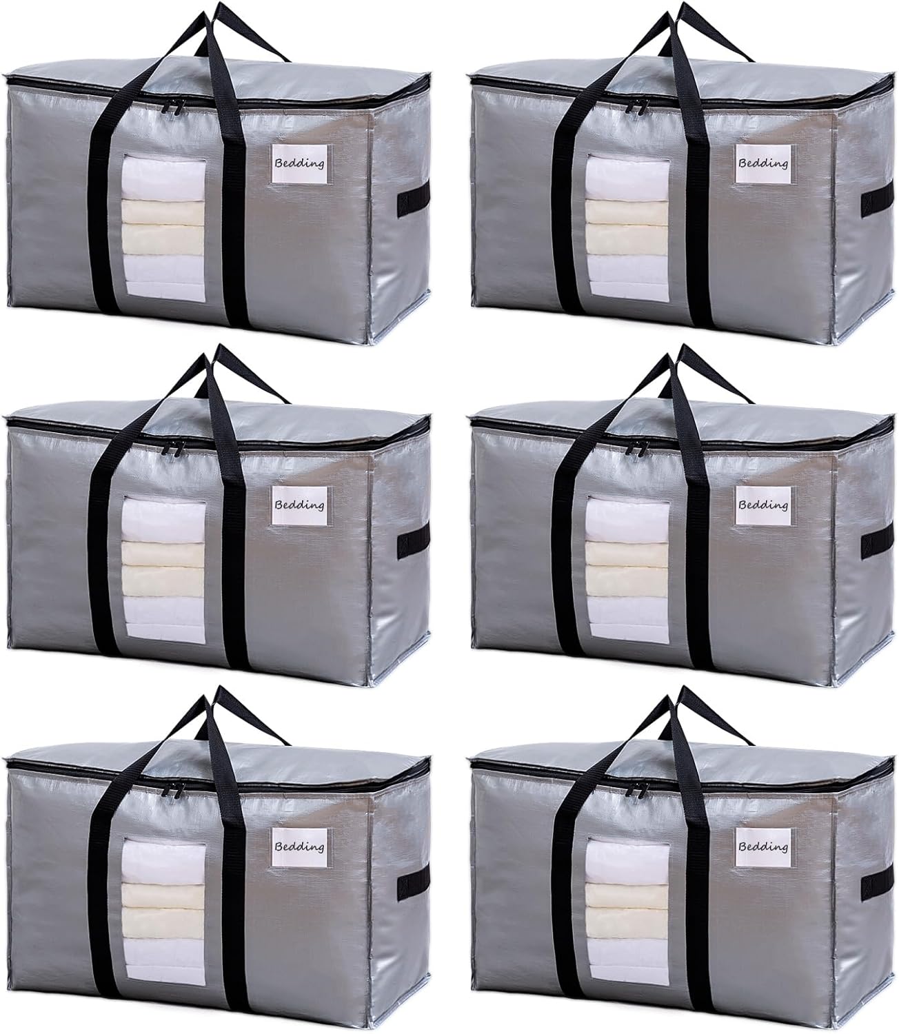 Extra Large Moving Bags for Storage - Heavy Duty Totes 6 Pack