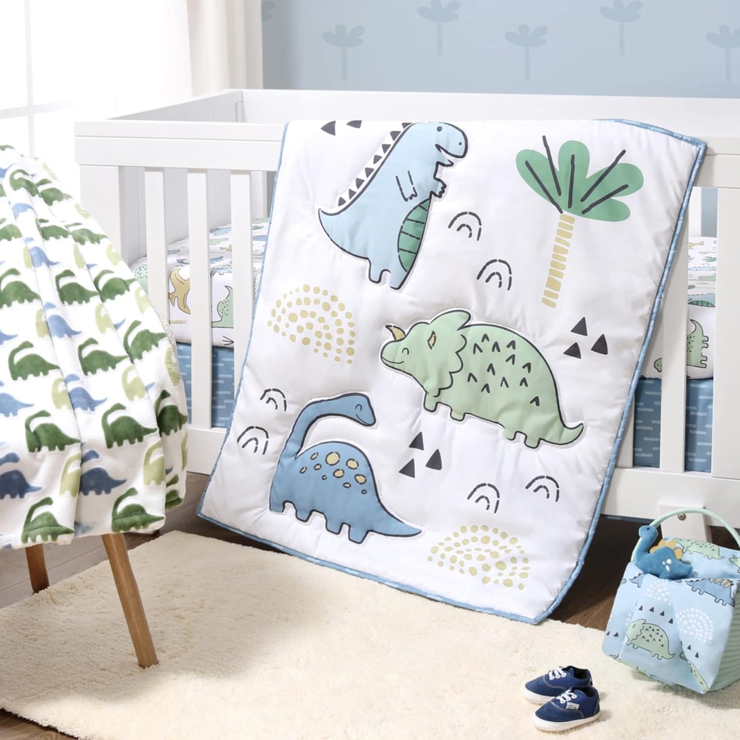 Dinosaur Theme 5 Piece Baby Crib Bedding Set for Boys