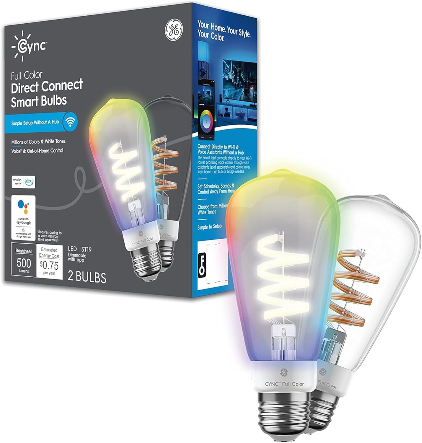 Cync Smart LED Light Bulb - Color Changing Edison Style Decor