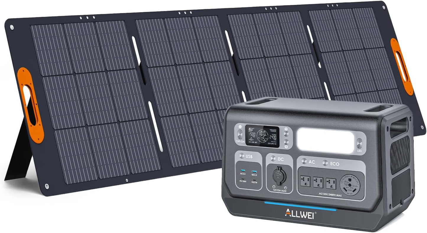 ALLWEI 2400W Solar Generator: Fast Charge, Portable Power