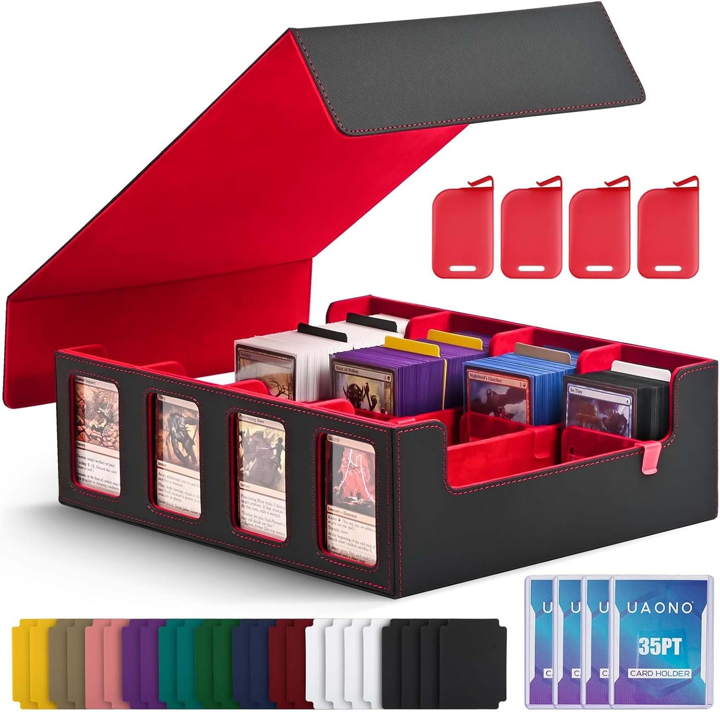 Trading Card Storage Box with Commander Display for MTG Decks
