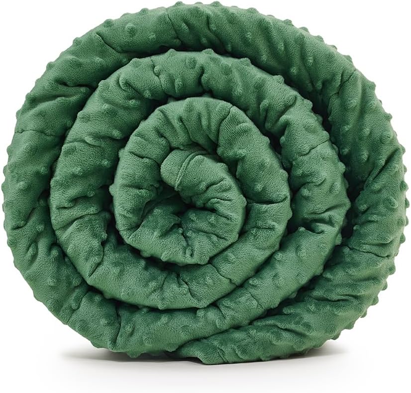 Minky Weighted Blanket by TONGDADA - Cozy Dark Green Throw