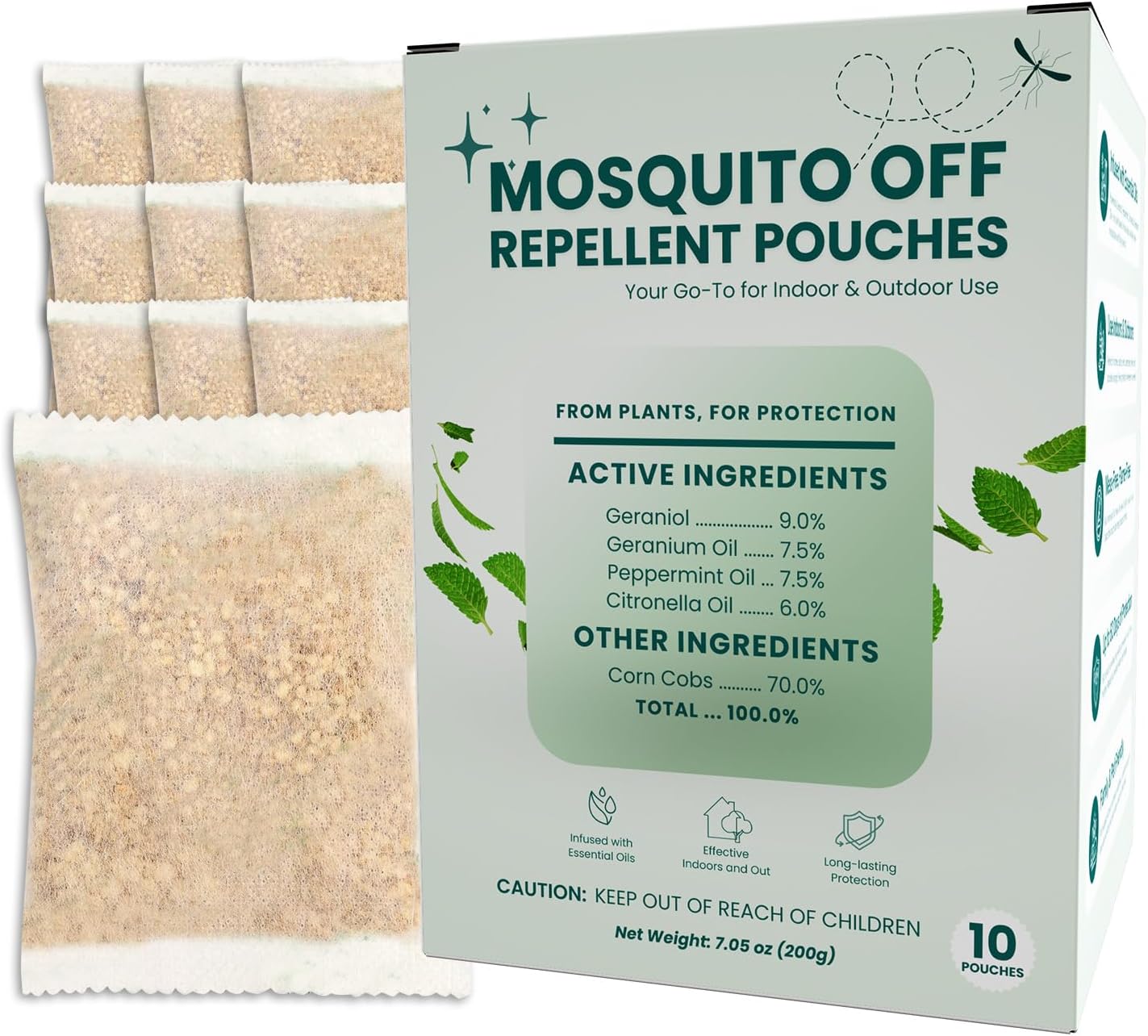 Plant-Based Mosquito Repellent Pouches for Indoor and Outdoor Use