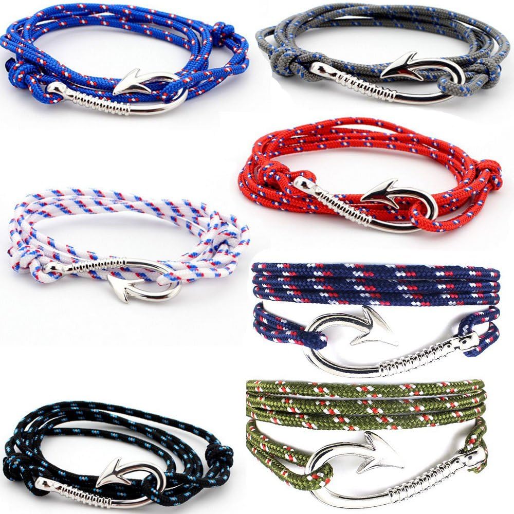 7pcs Camo Rope Fish Hook Bracelet Set | DIY Jewelry Kit
