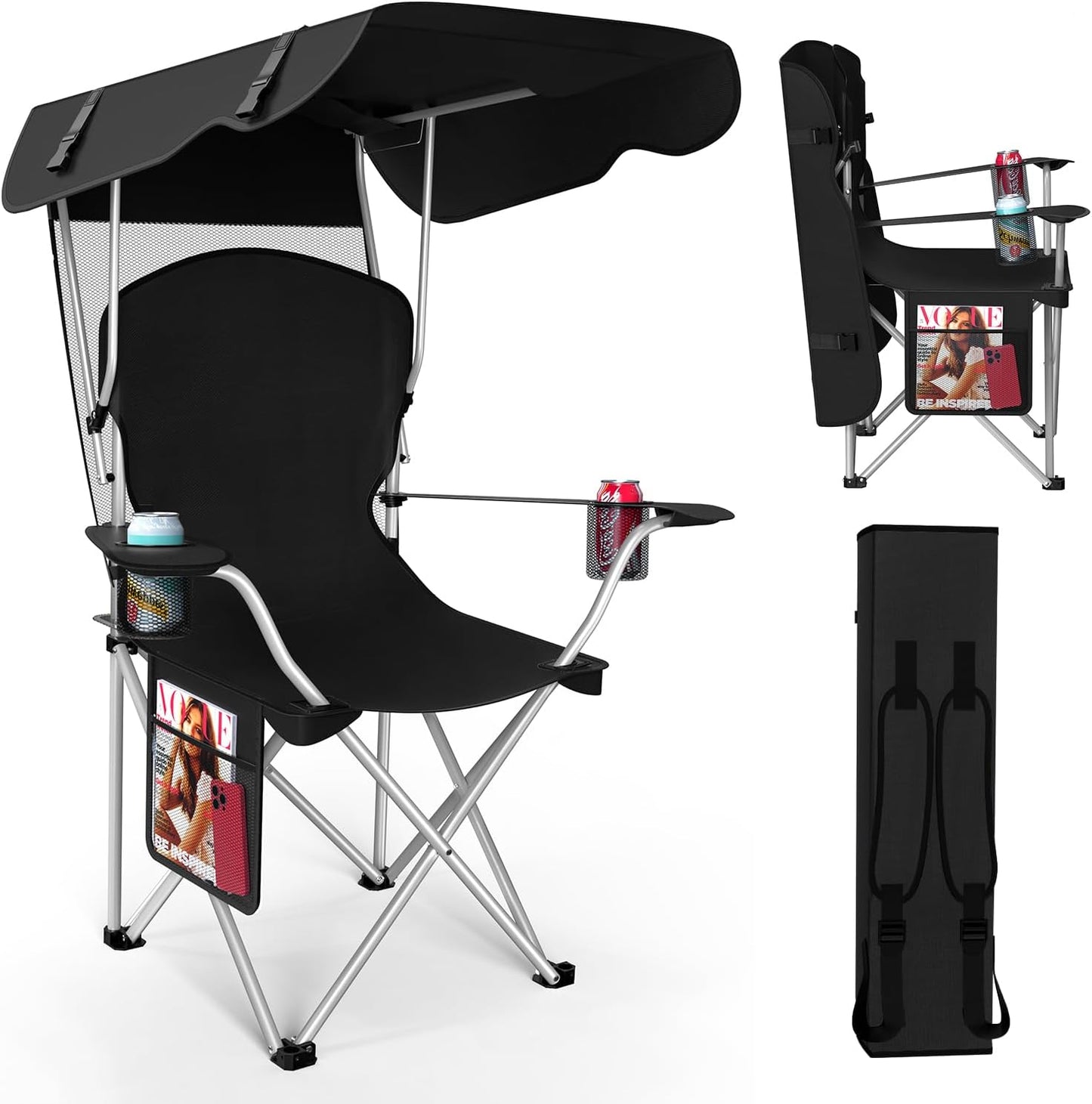 Portable Camping Chair with Canopy for Outdoor Comfort