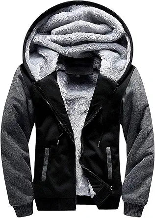 V VALANCH Men Hoodie Zip Up Winter Sherpa Lined Sweatshirt