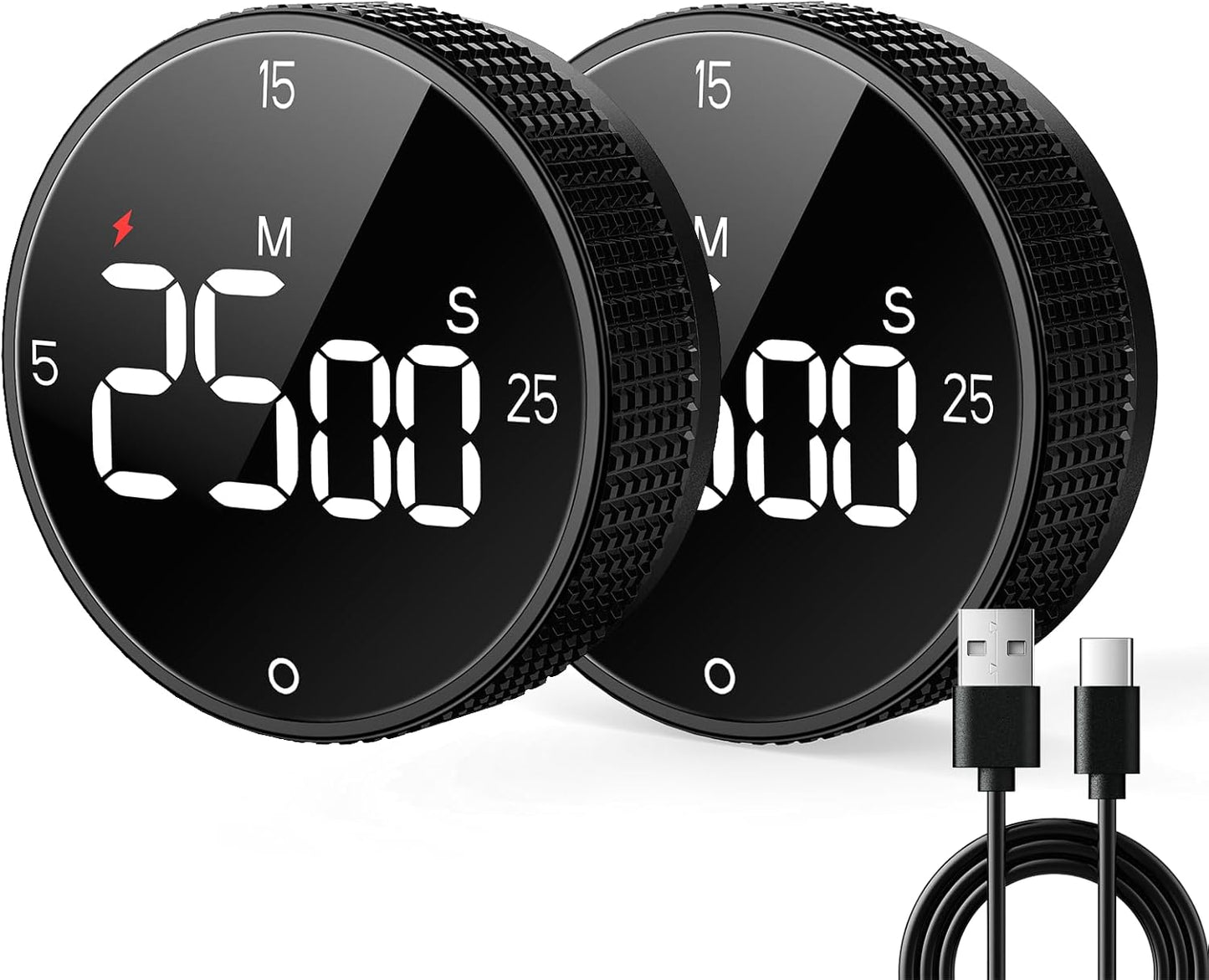 Rechargeable Magnetic Kitchen Timer with Large Display for Cooking