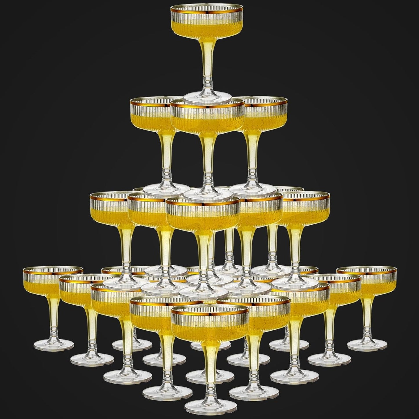 Set of 24 Unbreakable Plastic Champagne Coupe Glasses for Events