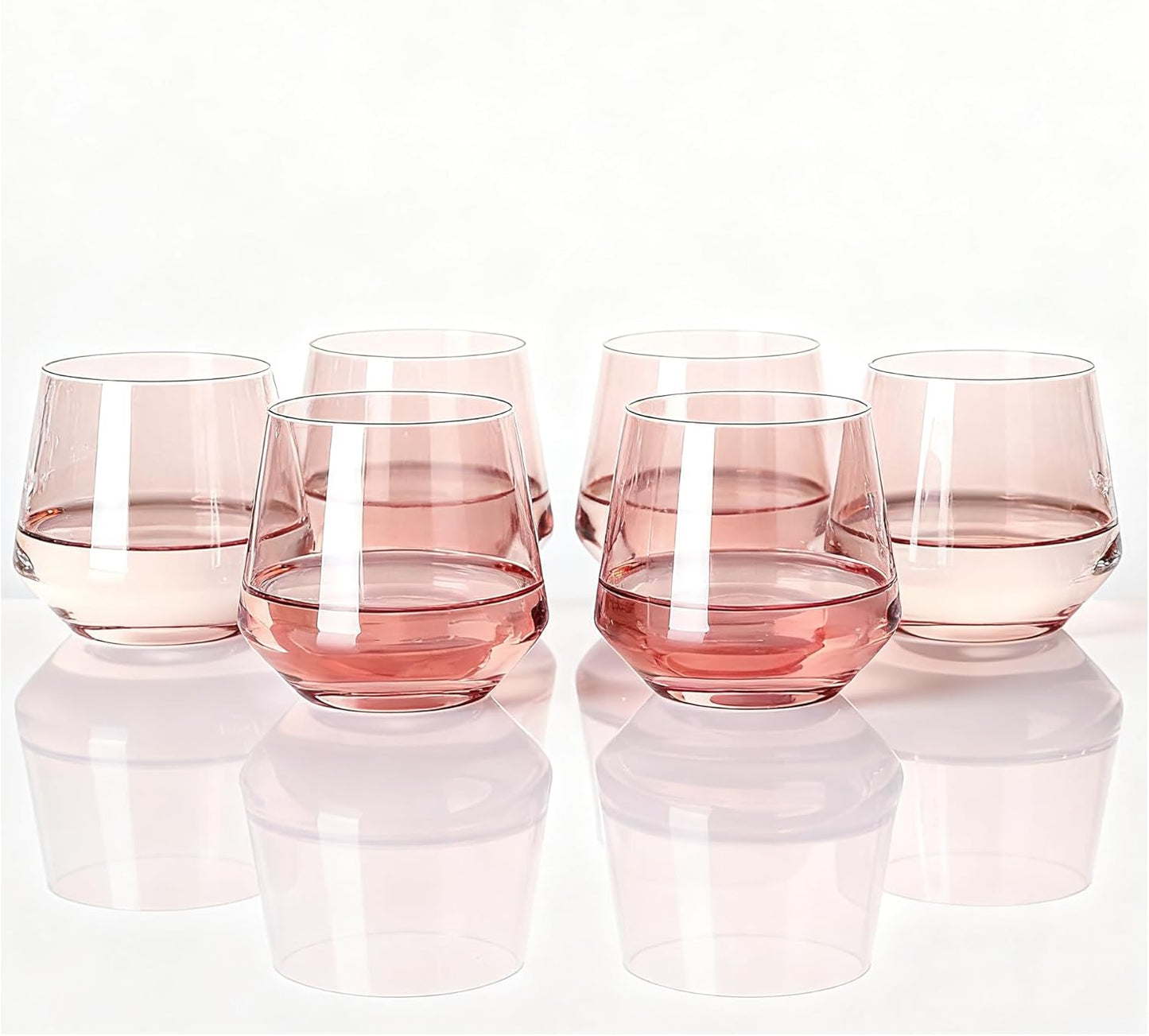 Elegant Peach Stemless Wine Glasses Set of 6 for Any Occasion