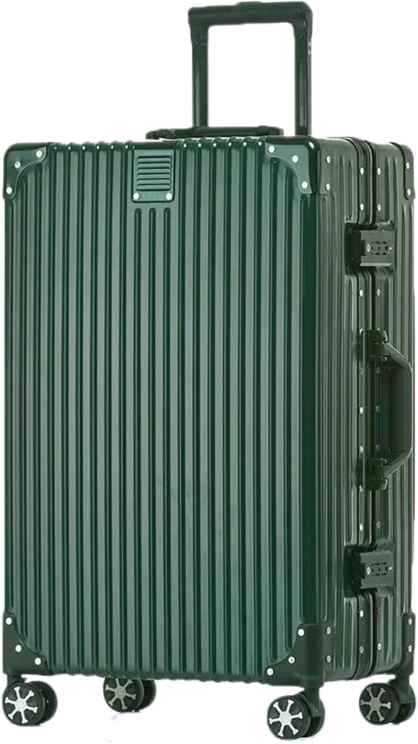 22 Inch Checked Luggage with Aluminum Frame and Spinner Wheels