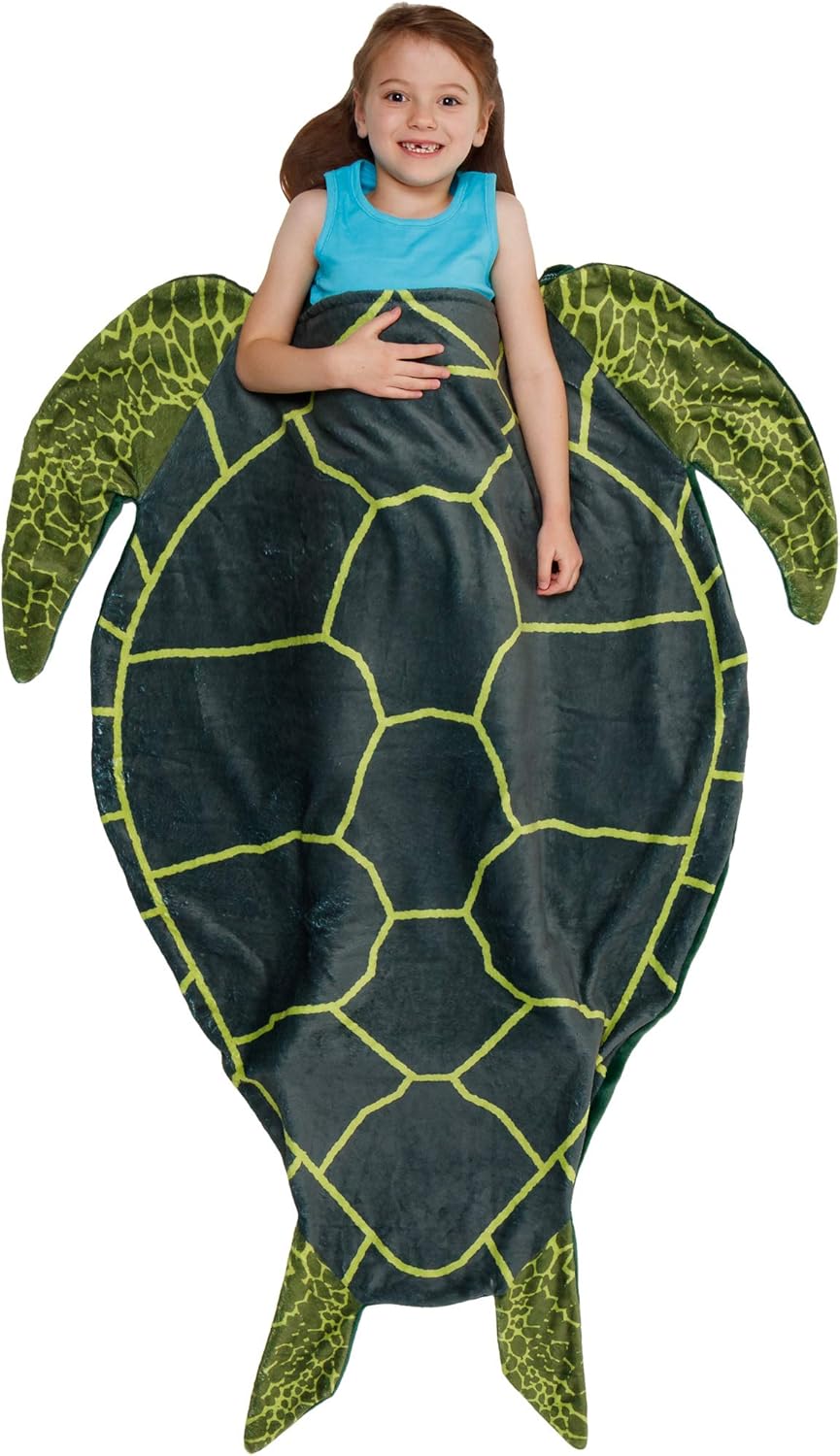 Plush Animal Sleeping Bag Blanket for Kids - Turtle Design