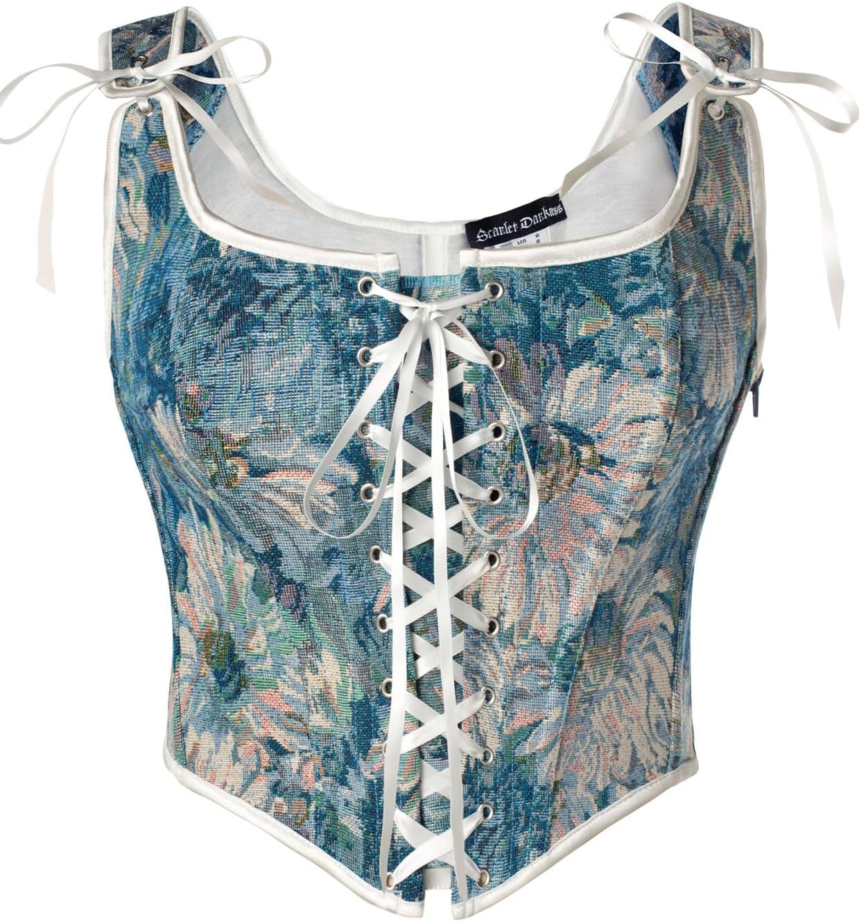 Renaissance Lace Up Floral Overbust Corset Tops for Women