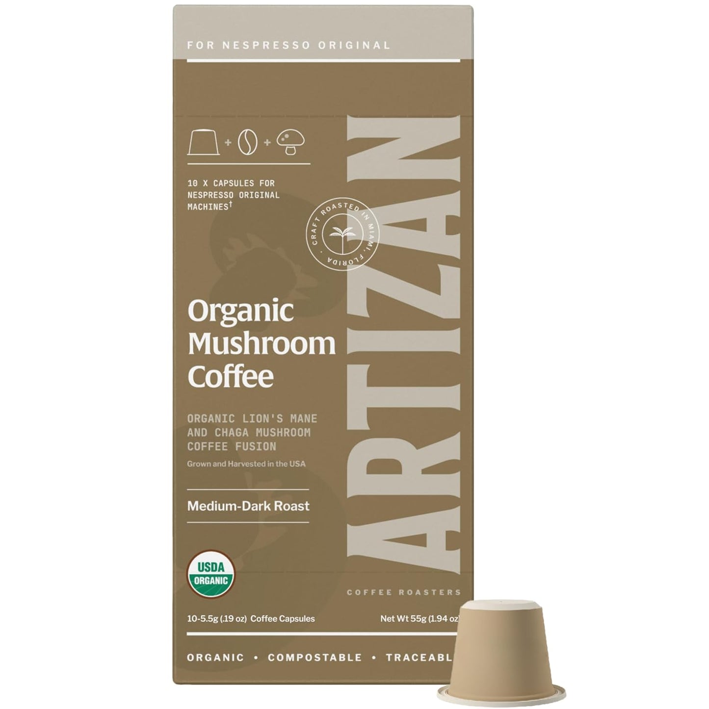 Organic Espresso Pods | Functional Mushrooms | 10 Compostable Capsules