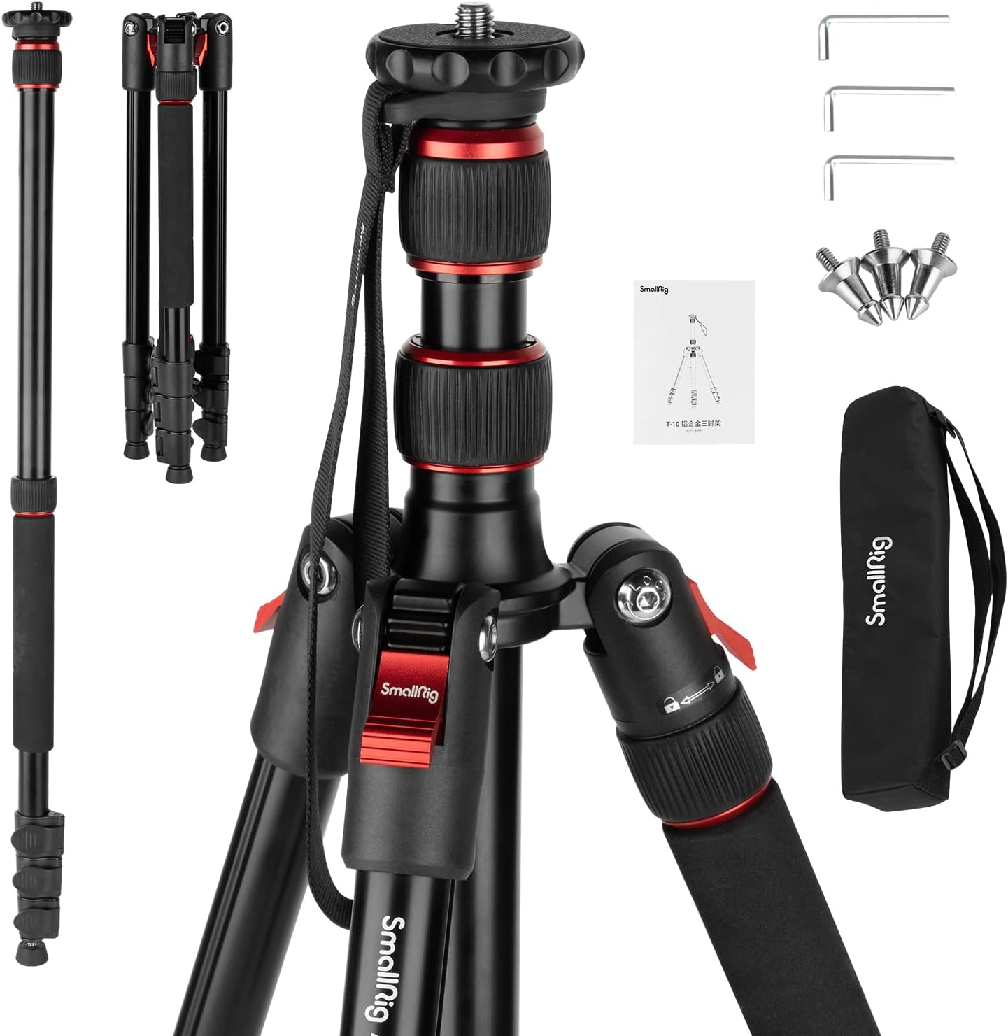 SmallRig T-10 Camera Tripod: Versatile 68in Aluminum Support