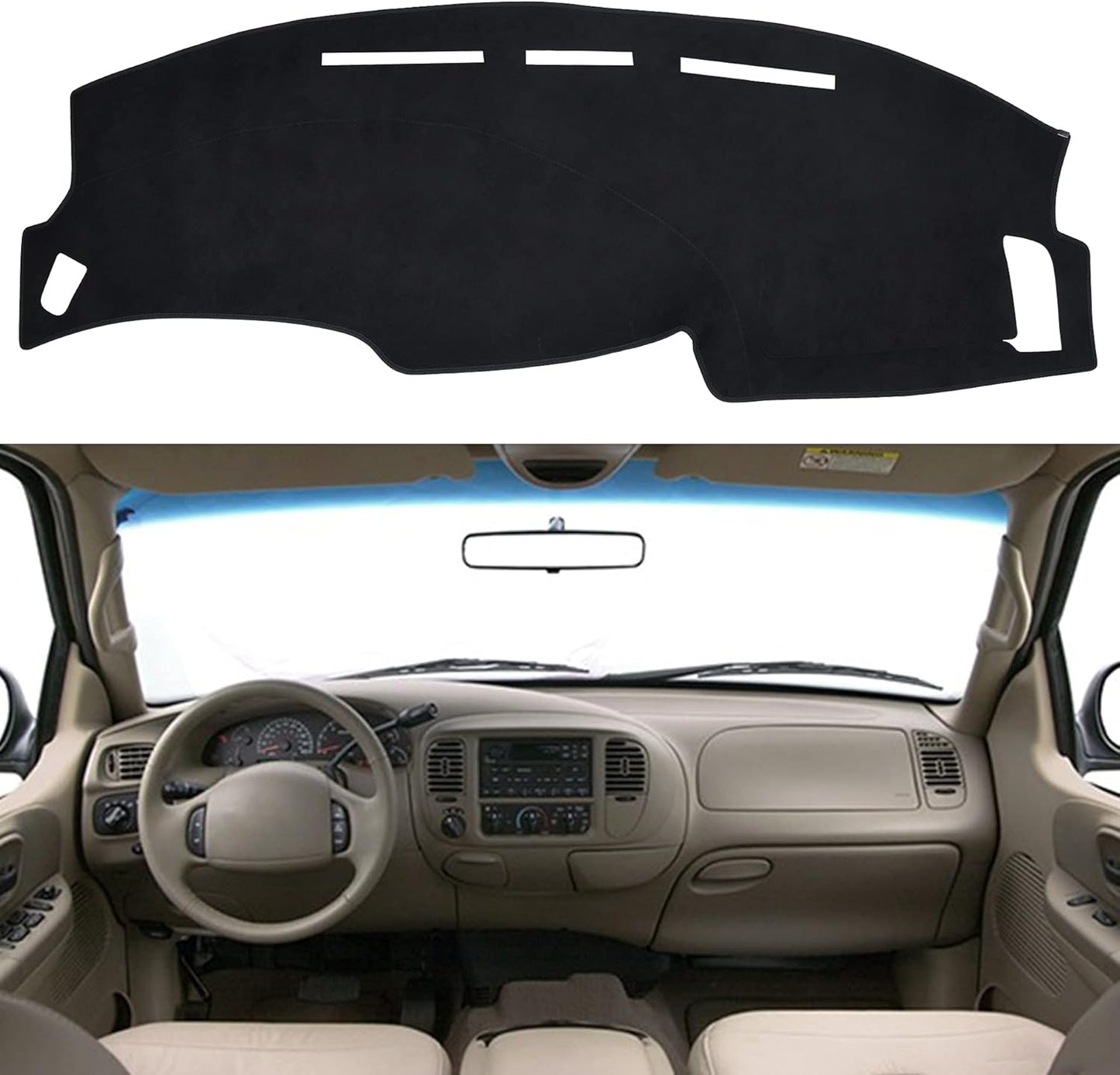 SPEEDWOW Dashboard Cover Mat for Ford F150 1997-2003 Models