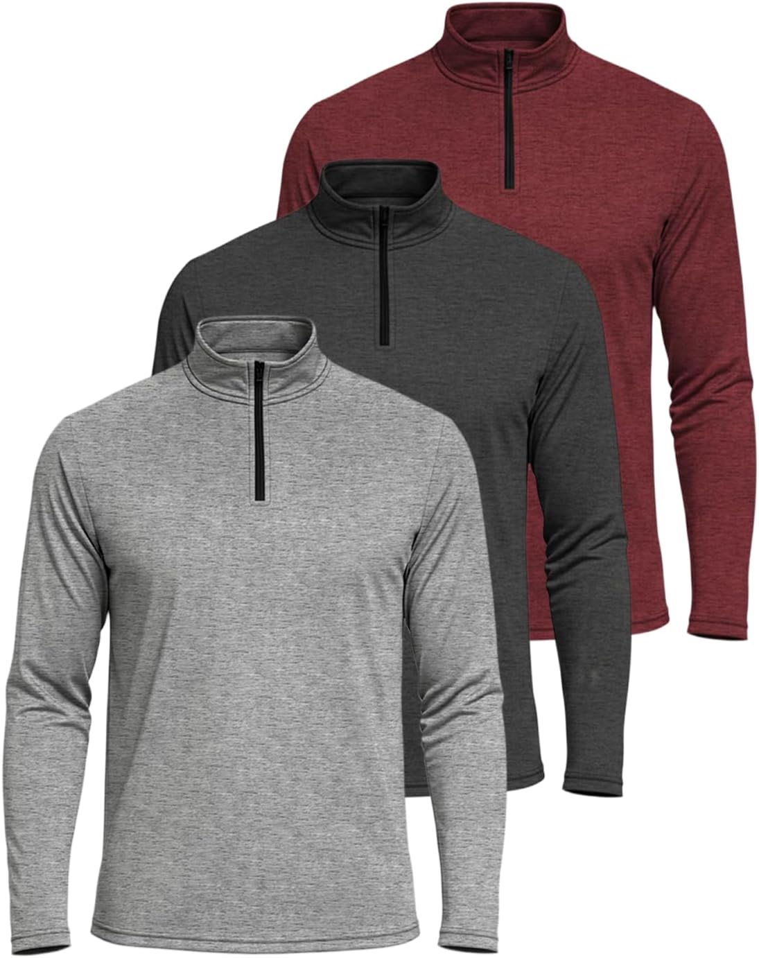 Men's Dry-Fit Active Quarter Zip Pullover 3 Pack for All Sizes