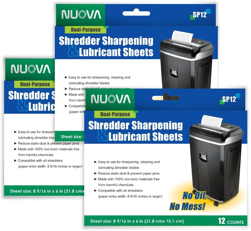 Nuova Shredder Sharpening & Lubricant Sheets for Optimal Performance