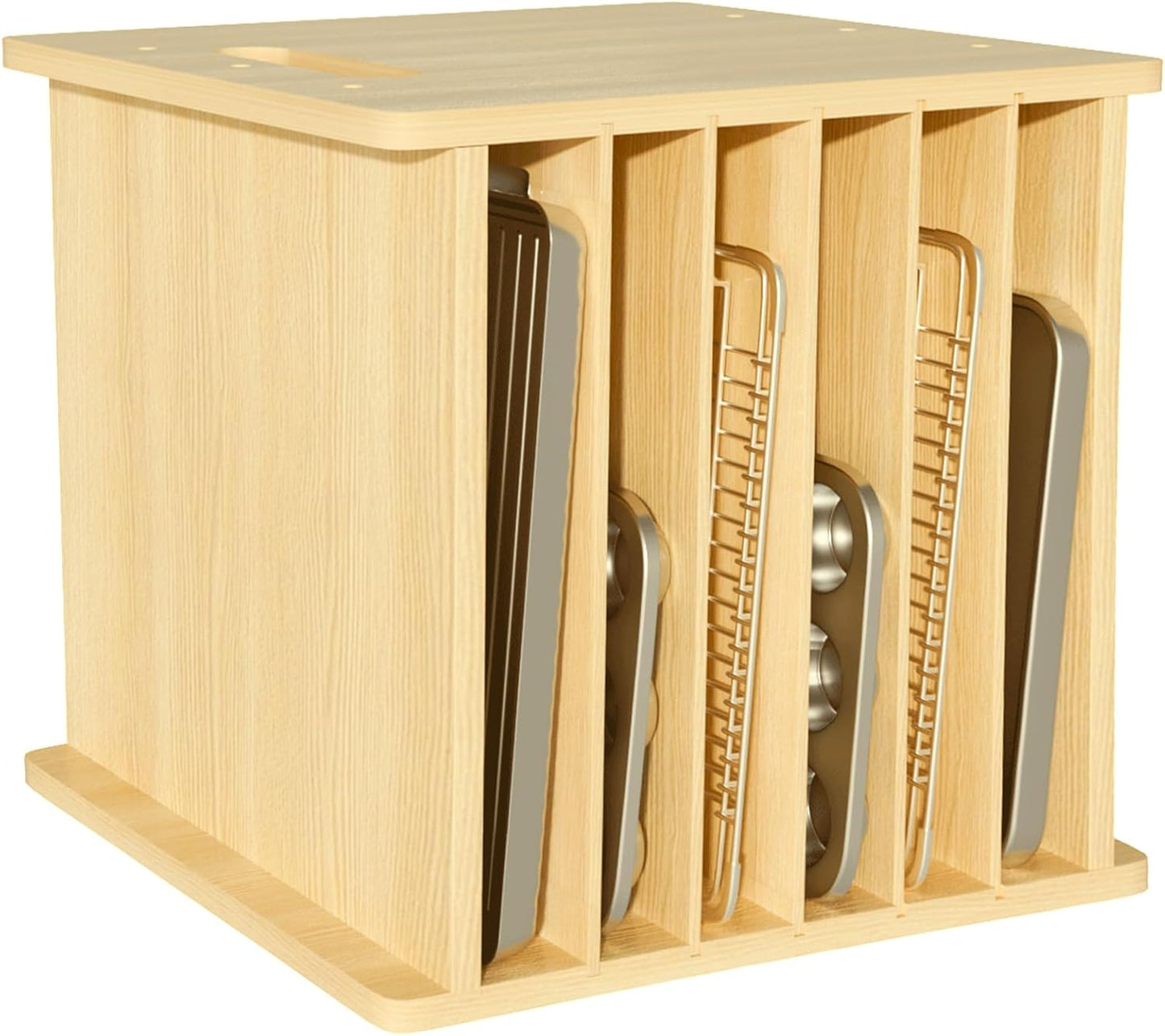 7 Tier Wooden Cookie Sheet Organizer for Kitchen Storage Needs