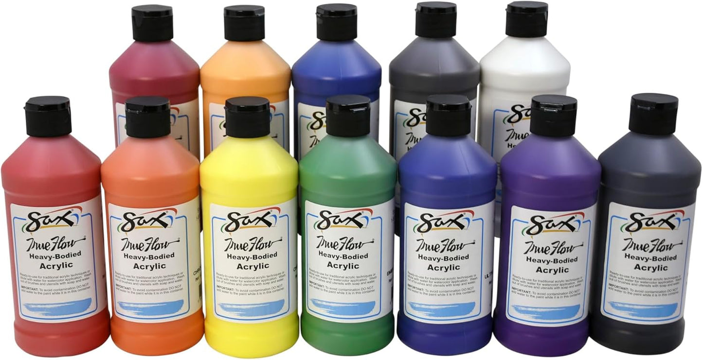 Sax True Flow Heavy Body Acrylic Paint Set - 12 Assorted Colors