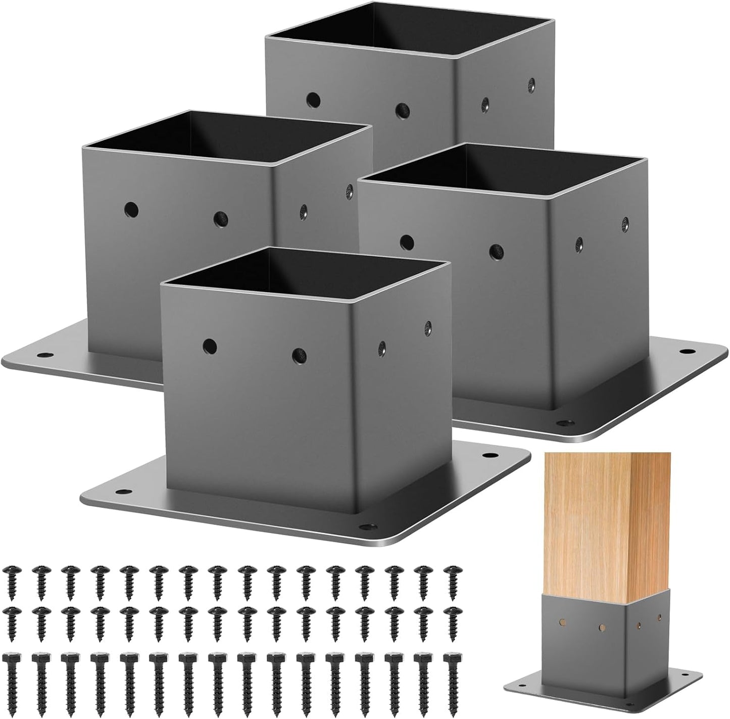 4x4 Post Base Brackets for Heavy Duty Steel Fence Support