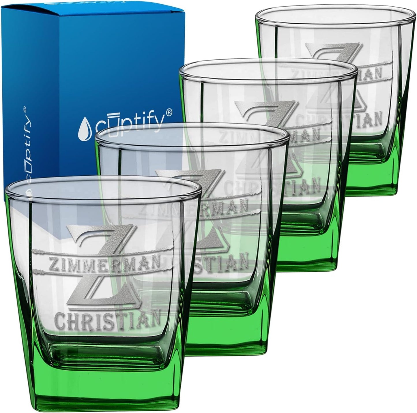 Personalized Whiskey Glass Set of 4 for Men with Custom Etching