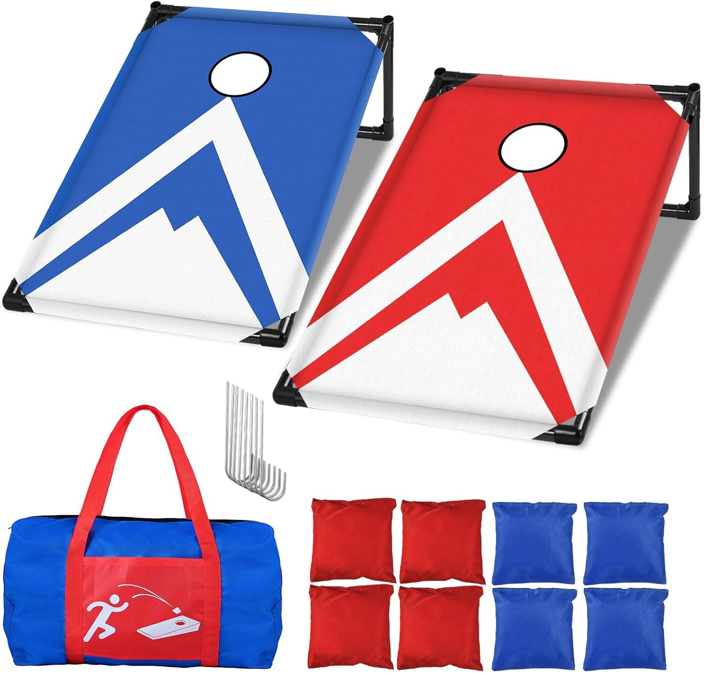 Portable Cornhole Board Set with 8 Bean Bags for Outdoor Fun
