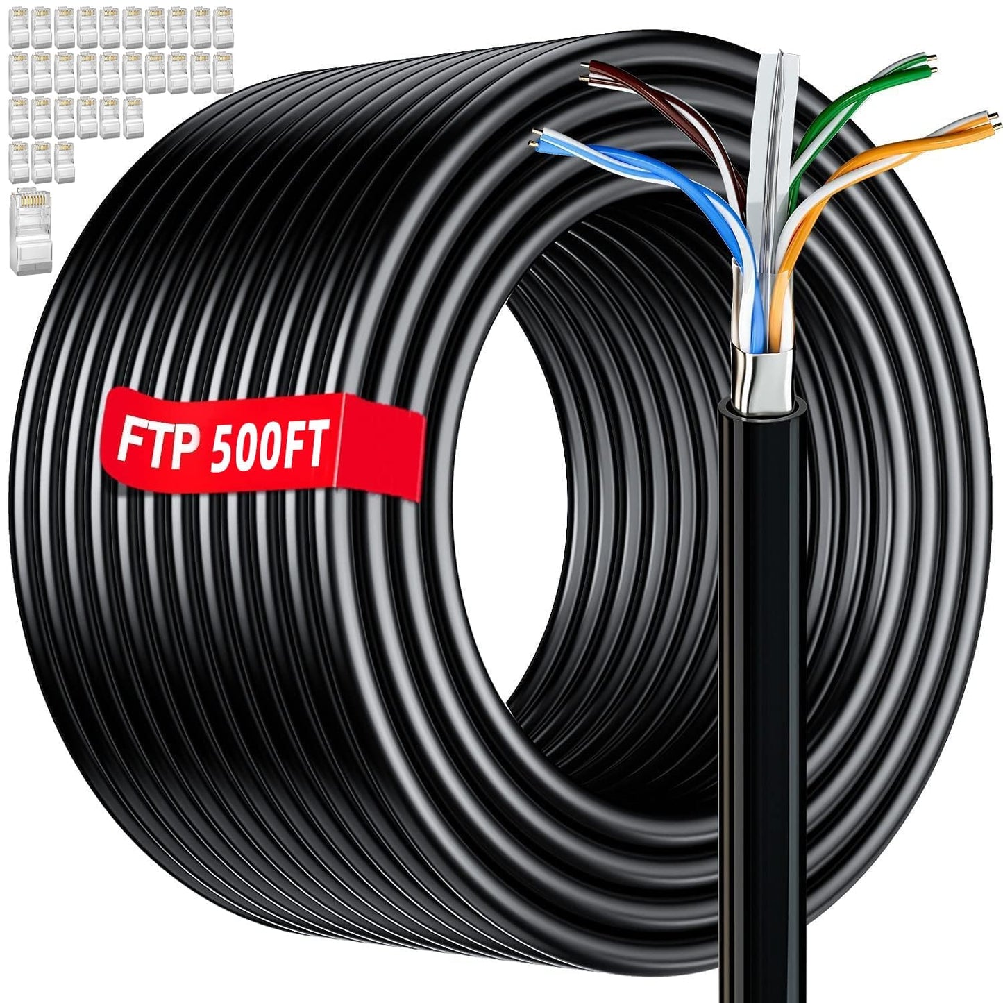 Cat 6 Outdoor Ethernet Cable 500ft Bulk for High-Speed Networking