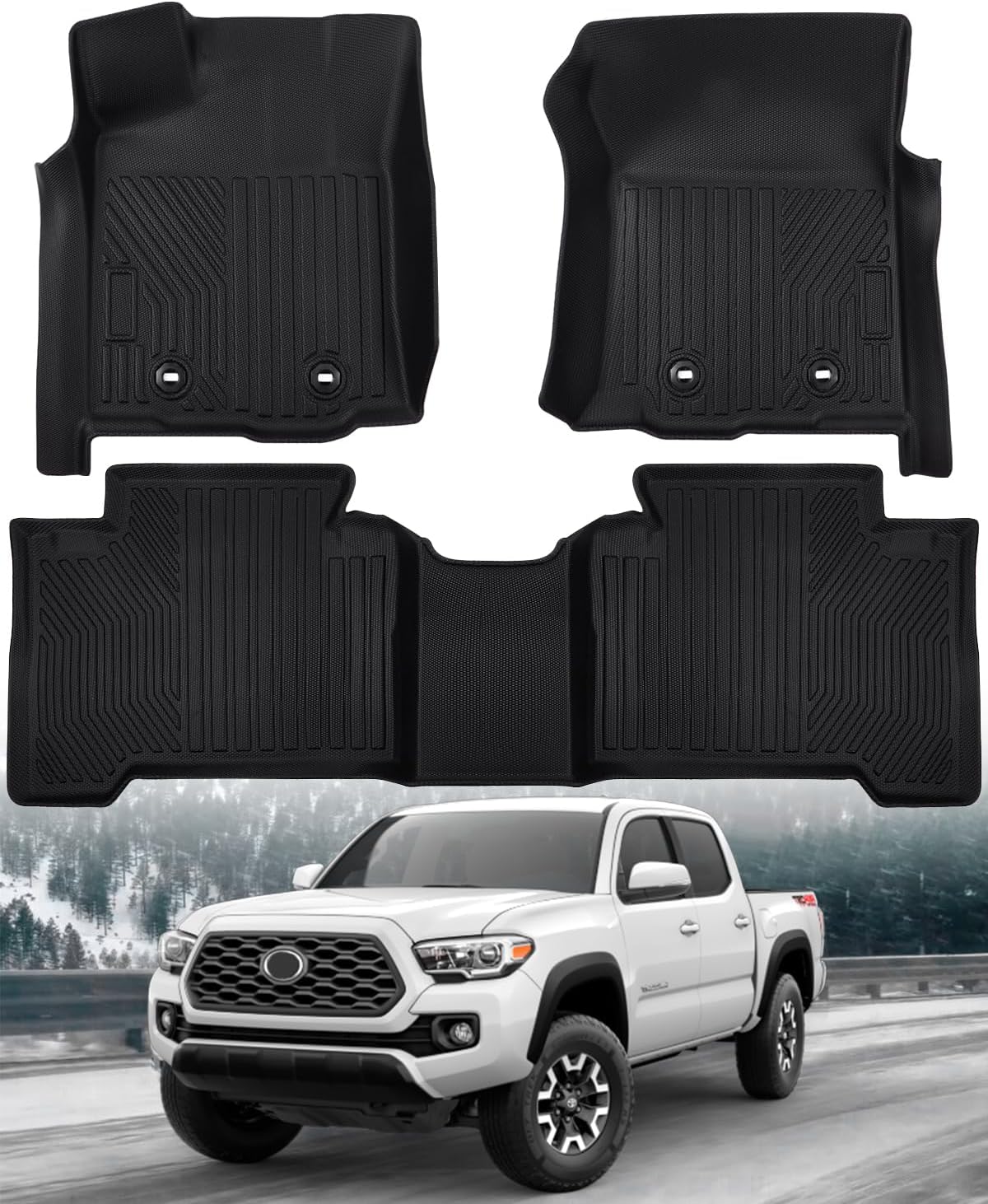 All Weather Floor Mats for Toyota Tacoma 2016-2023 Double Cab