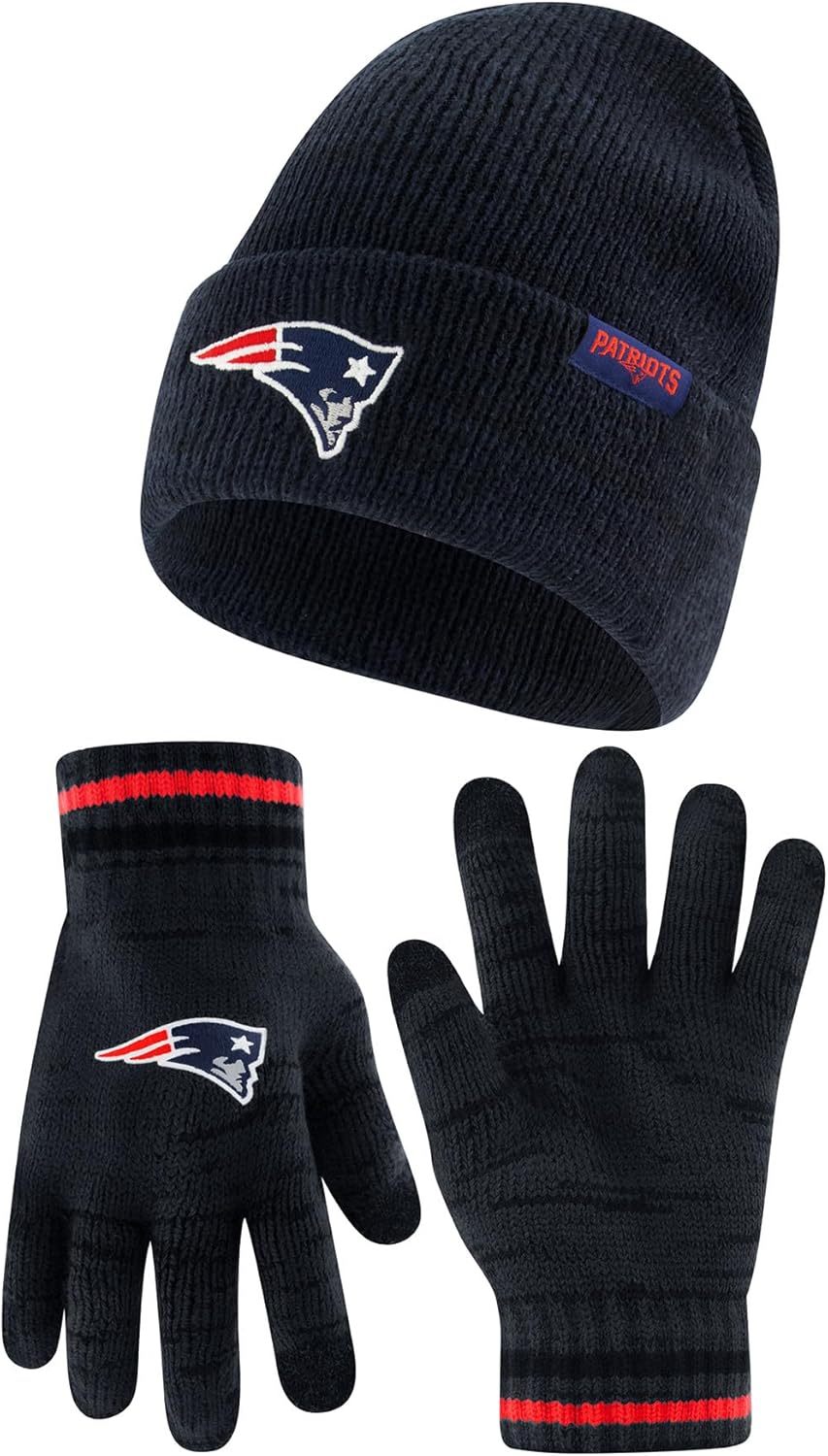 Ultra Game Youth NFL Official Super Soft Knit Beanie and Gloves