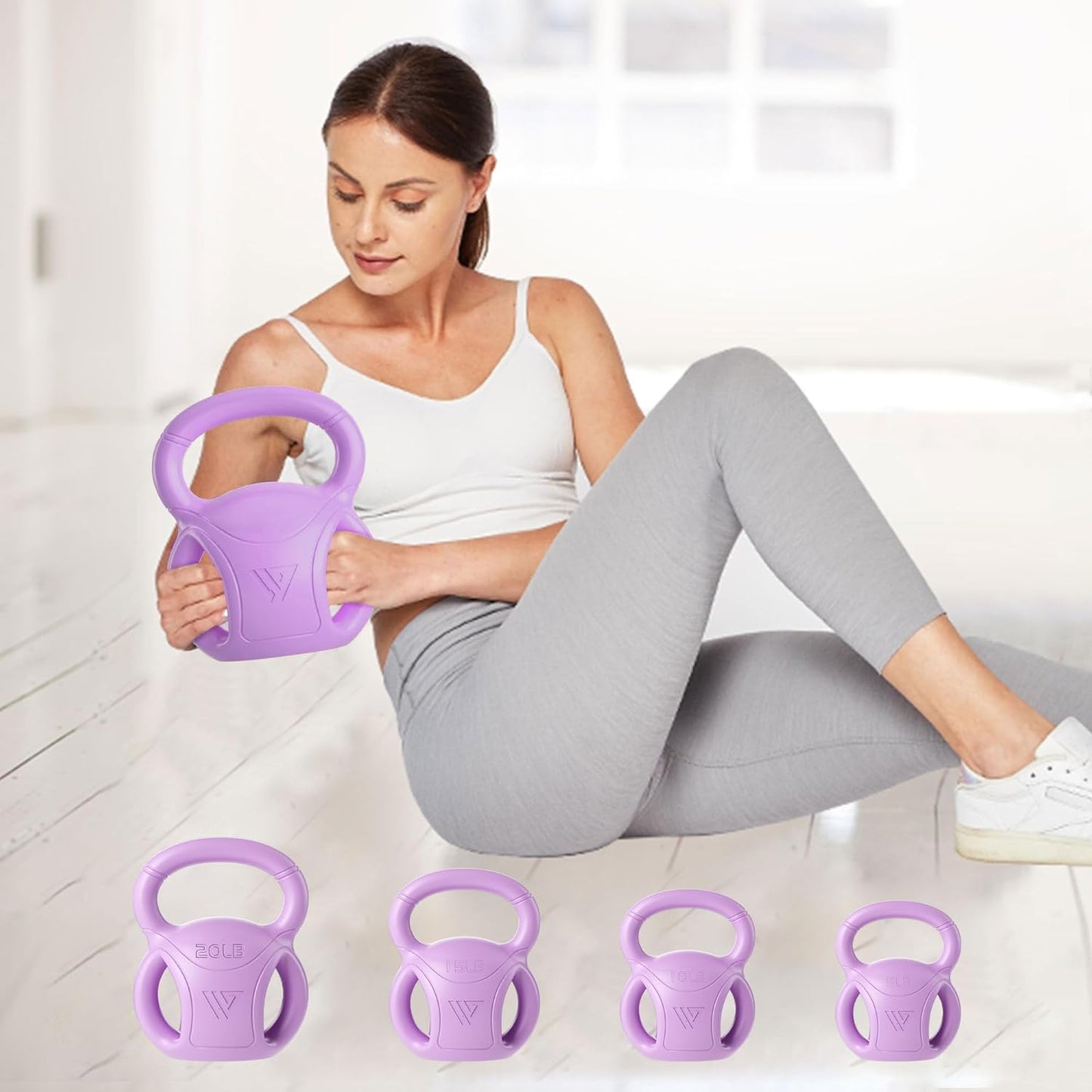 RUNWE 3 Handle Kettlebells for Core Fitness and Weightlifting