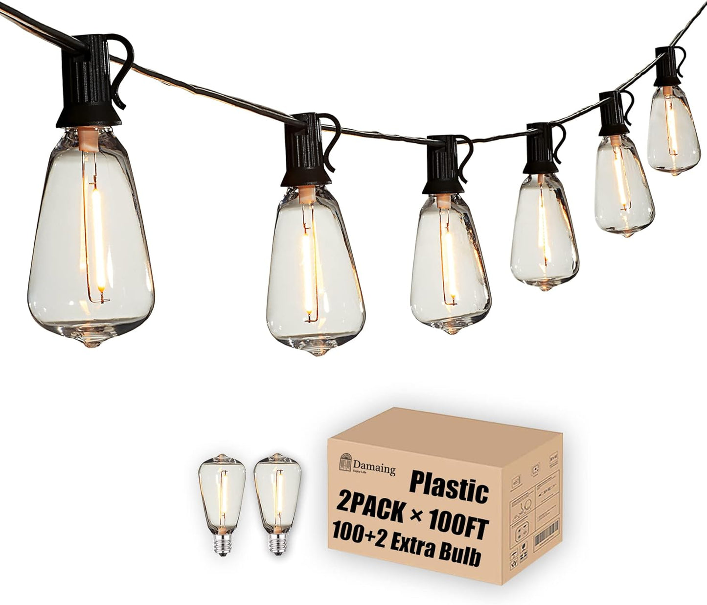 DAMAING Outdoor String Lights 200 FT Waterproof Patio Lights