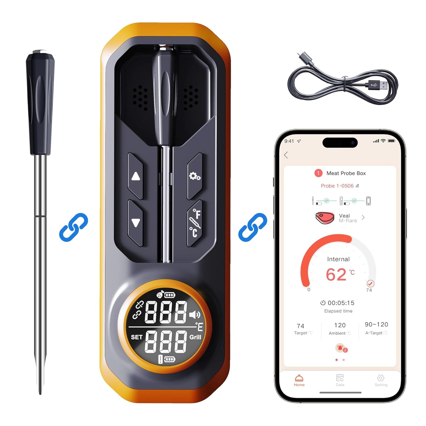 Wireless Meat Thermometer - Effortless Cooking!