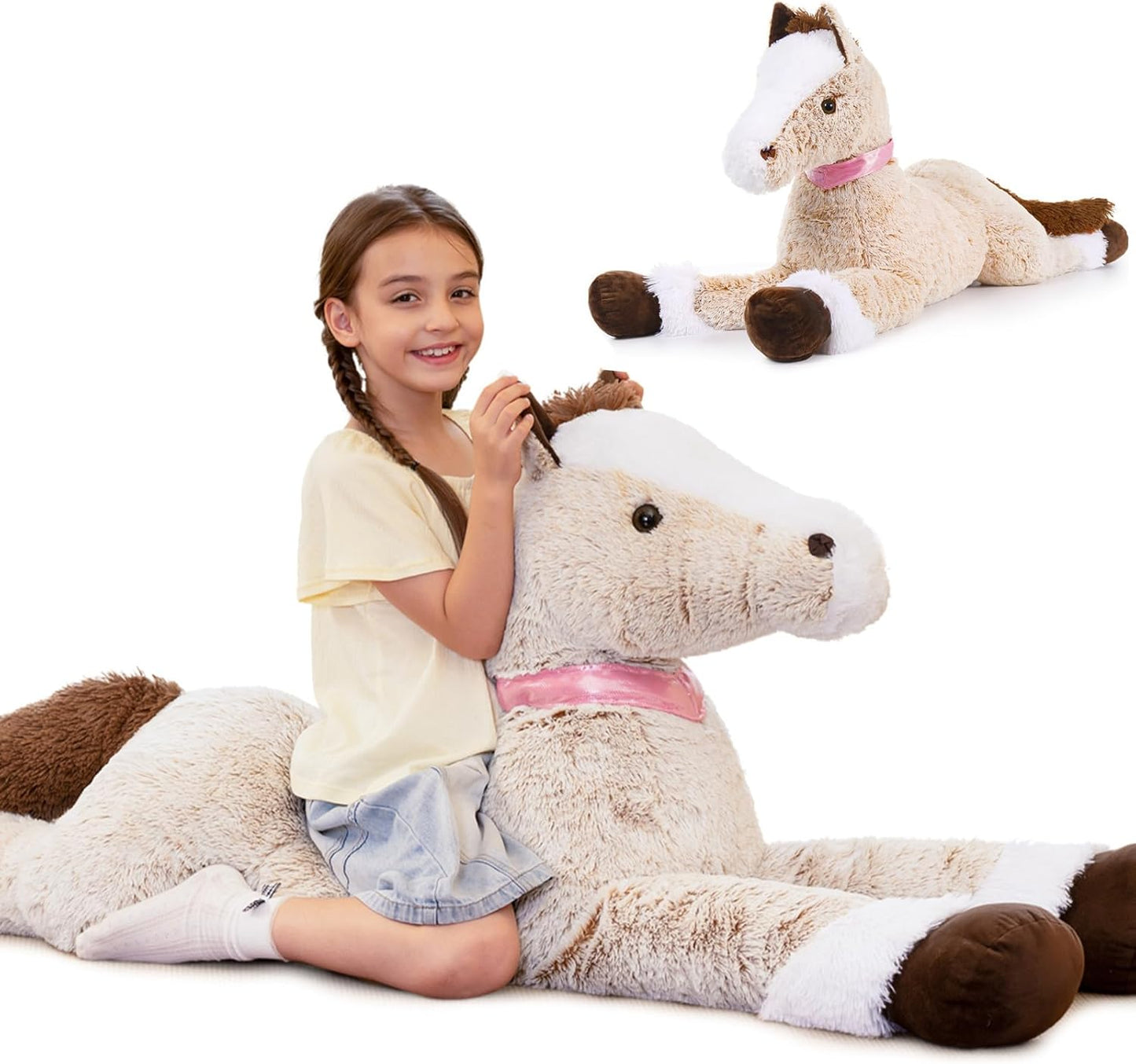 Oversized 59in Horse Stuffed Animal for Kids and Adults