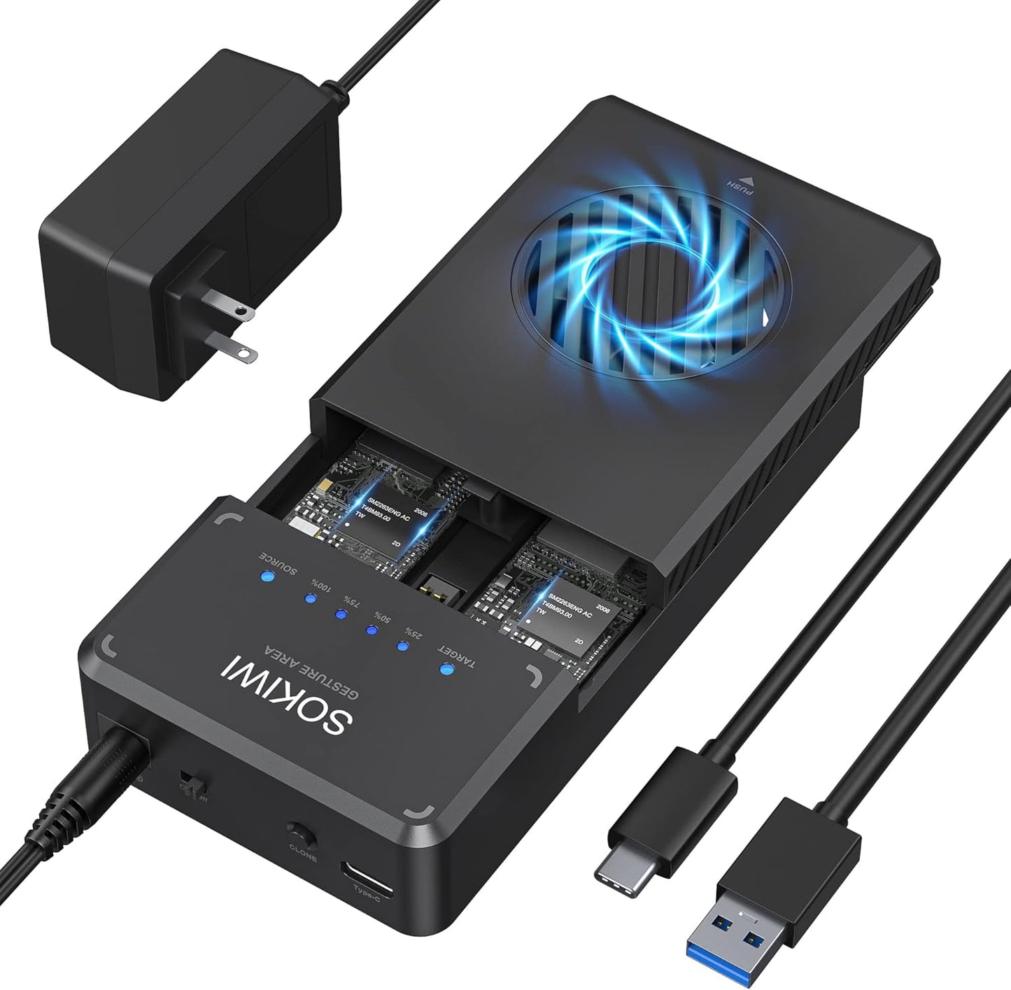 NVMe M.2 Duplicator Tool-Free Clone Tool with Cooling Fan